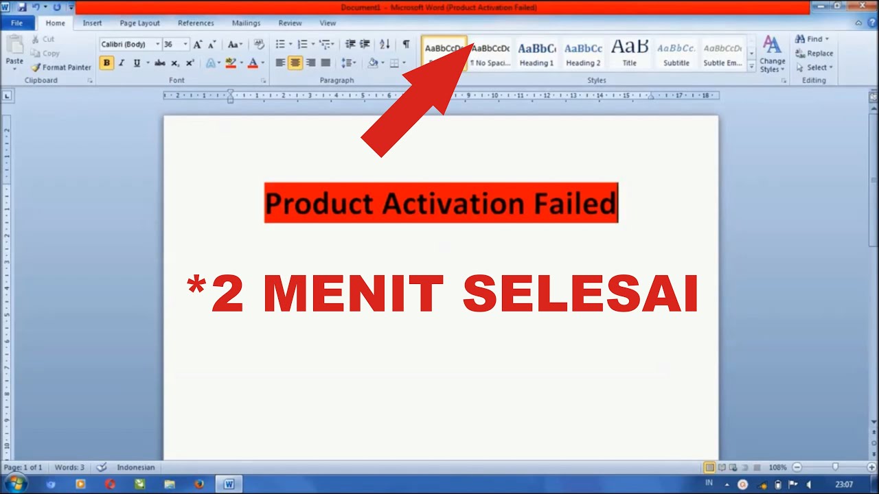 cara menghilangkan product activation failed